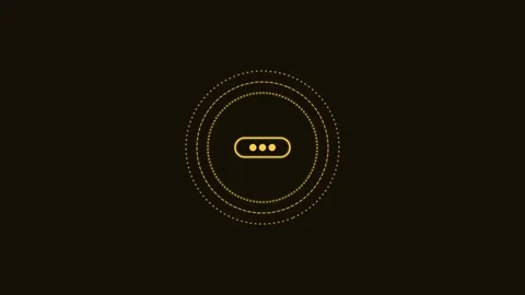 Password protection line icon with rotating rings, gold neon style Video stock 342595285