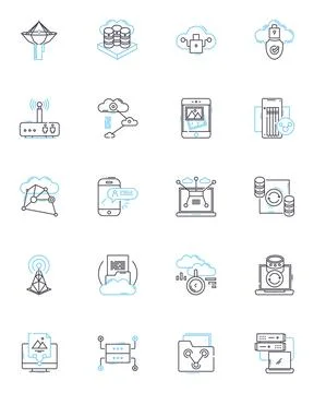 Password protection linear icons set. Encryption, Authentication, Passcode Stock Illustration