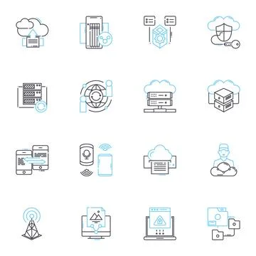 Password protection linear icons set. Encryption, Authentication, Passcode Stock Illustration