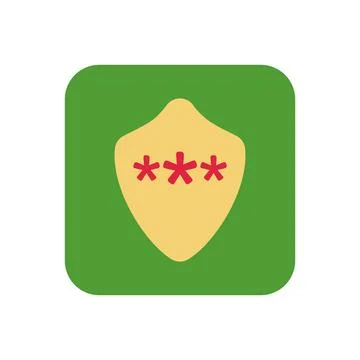 Password protection shield icon symbolizing secure credentials, account safety Stockillustratie