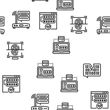 Password Protection Vector Seamless Pattern Stock Illustration