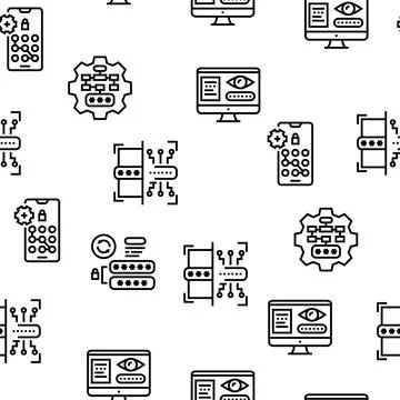 Password Protection Vector Seamless Pattern Stock Illustration