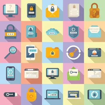 Password recovery icon flat vector. Computer lock Illustrazione stock