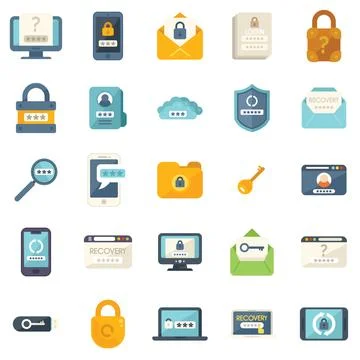 Password recovery icon flat vector. Computer lock 스톡 일러스트