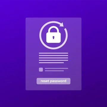 Password reset form with a button, ui design Illustrazione stock