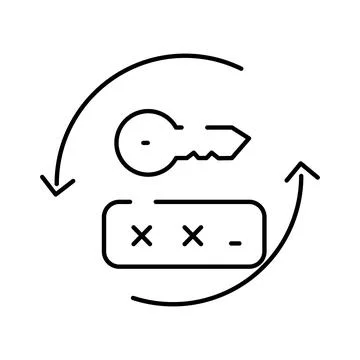 Password reset icon with key and arrows refreshing Stock Illustration
