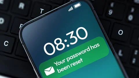 Password Reset message or mail notification on the smartphone screen Stock Footage 294099005
