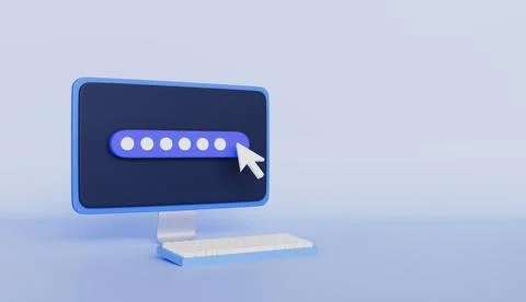 Password secure login access with computer monitor with keyboard 스톡 일러스트