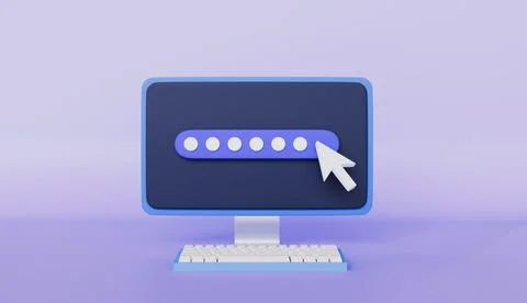 Password secure login access with computer monitor with keyboard 스톡 일러스트
