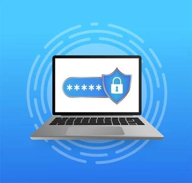 Password secure. Vector illustration, flat. Isometric vector illustration. Data Illustrazione stock