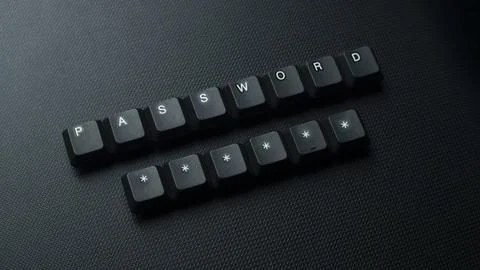 Password Security Concept With Keyboard Keys On Dark Background Stock Photos