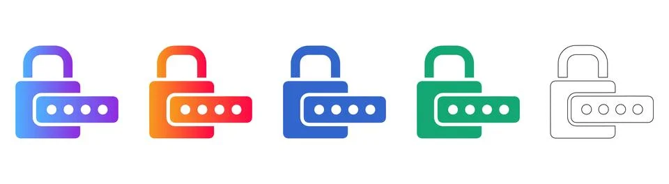Password Security Lock Icons Stock Illustration