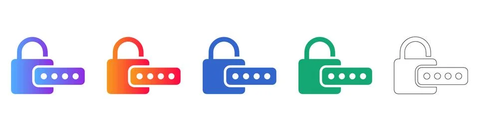 Password Security Lock Icons with Input Field Stock Illustration