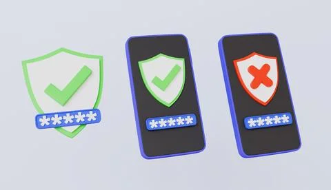 Password security, set of guard shield protections, cyber security concept Stock Illustration