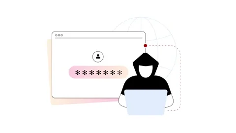 Password security threat visualized in loopable 4K 2D motion graphic. Modern Stock Footage 323034270