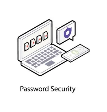 Password security vector, isometric icon Stock Illustration