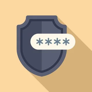 Password shield access icon flat vector. Multi authentication Stock Illustration
