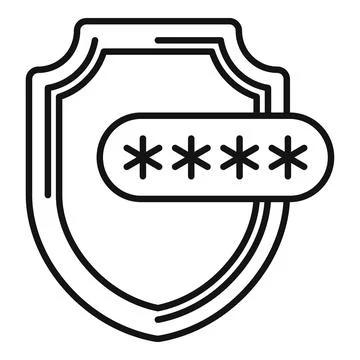 Password shield access icon outline vector. Multi authentication Stock Illustration
