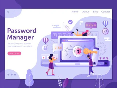 Password Storage and Data Encryption Web Banner Stock Illustration