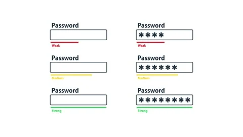 Password strength indicator changing from weak to strong Stock Footage 315075421