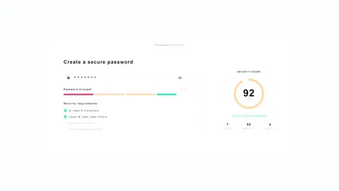 Password strength meter showing secure password creation in 4K Stock Footage 346806587