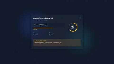 Password strength security checker dashboard interface. 4K Stock-Footage 348234851