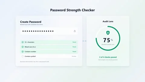 Password strength security checker interface animation. 4K 스톡 동영상 348234845