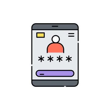 Password on tablet line icon. Isolated vector element. Stock Illustration