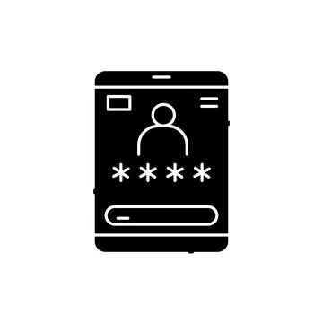 Password on tablet line icon. Isolated vector element. Stock Illustration