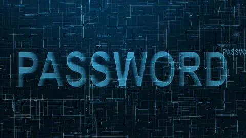 Password text technology data line blue color Illustrazione stock