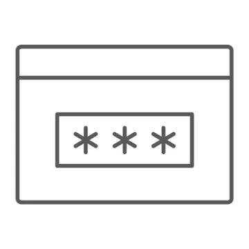 Password thin line icon, security and access Stock Illustration