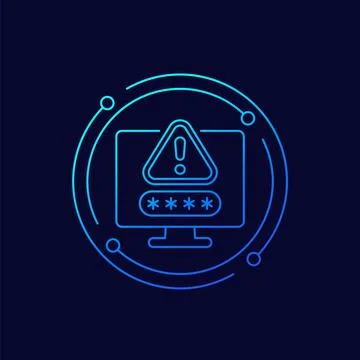 Password warning icon, linear design 스톡 일러스트