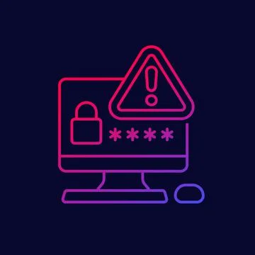 Password warning line icon for web 스톡 일러스트