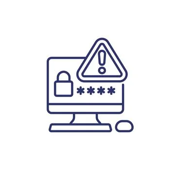 Password warning line icon on white 스톡 일러스트