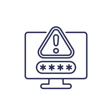 Password warning line icon on white 스톡 일러스트
