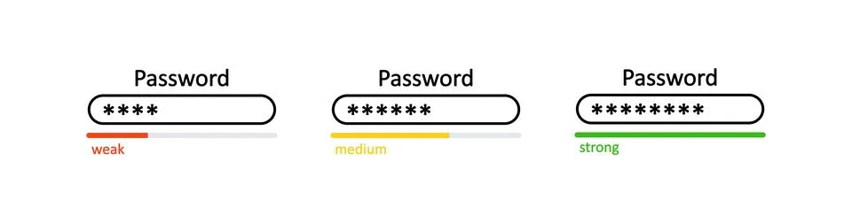 Password weak, medium and strong interface icon set. Digital security conce.. Illustration