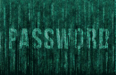 PASSWORD written on digital Matrix background Stock Illustration
