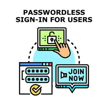 Passwordless access solution for user authentication process Stock Illustration
