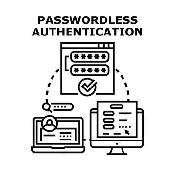 Passwordless authentication system securing digital access Stock Illustration