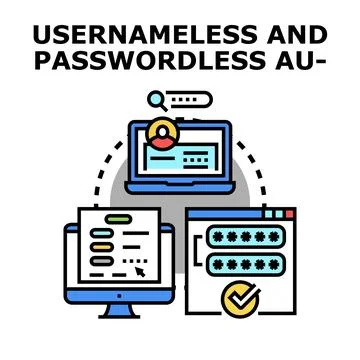 Passwordless authentication system securing digital access concept Stock Illustration