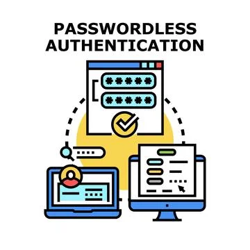 Passwordless authentication system securing digital access Stock Illustration