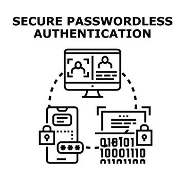Passwordless authentication system verifying digital identity for secure acce Stock-Illustration