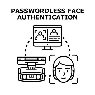 Passwordless facial authentication for digital identity access Stock Illustration