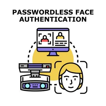 Passwordless facial authentication for digital identity access Stock Illustration