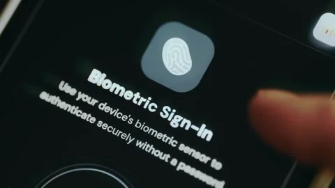 Passwordless login system, Biometric sign-in Video stock 334412366