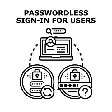 Passwordless sign in for users secure digital access Stock Illustration