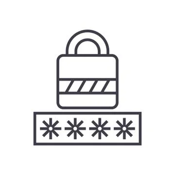Password,login lock vector line icon, sign, illustration on background, editable Illustrazione stock