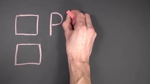 Past and Future on chalkboard - checking future Stock Footage 84010339