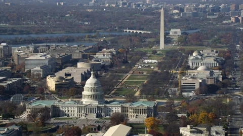 Past the Capitol Building, looking down the National Mall to Lincoln Memorial. Vidéo 59210634