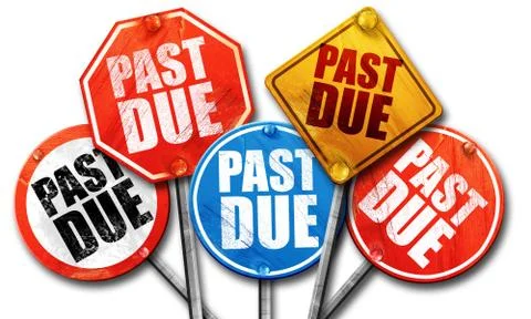 Past due, 3D rendering, street signs Stock Illustration